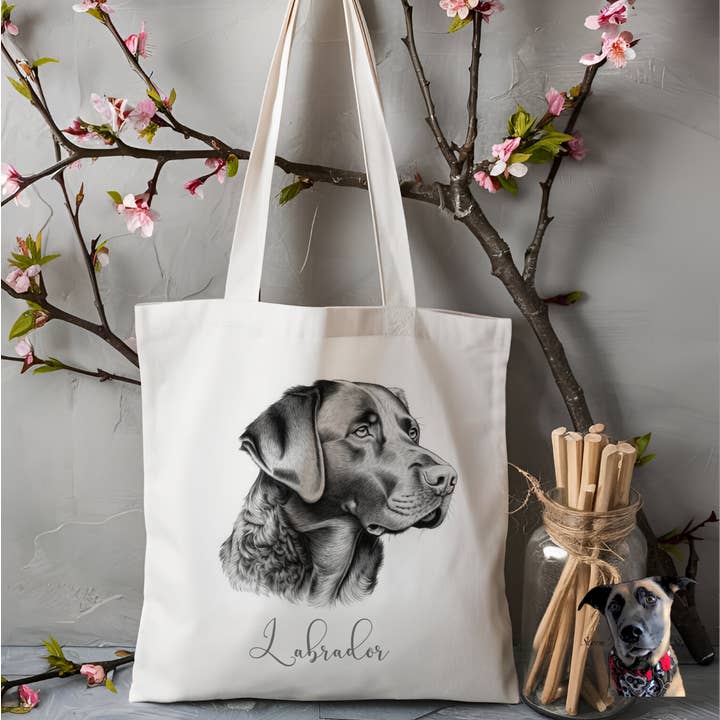Sketch Labrador Dog Tote Bag for wholesale by Storms Style