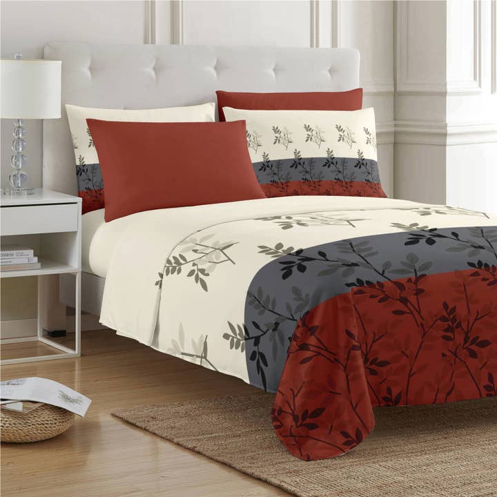 PREMIUS Isabella Weiches, faltenfreies Mikrofaser-Bettwäsche-Set, ziegelgrau-beige für den Großhandel von ShopBobbys