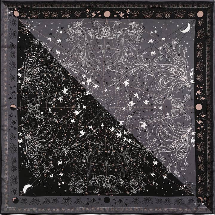 zijde carré 90 - zenith zwart voor wholesale door Petrusse Paris