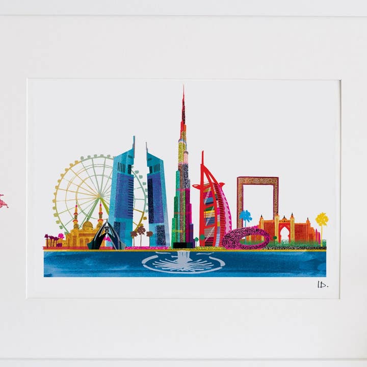 Dubai Skyline Druck, Internationales Wahrzeichen für den Großhandel von I Drew This