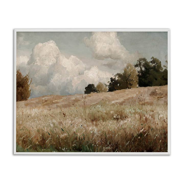 Klassische Landschaft mit bewölktem Feld, gerahmter Giclée-Druck für den Großhandel von Stupell Industries