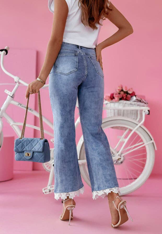 Light Blue 2025 NEW European HighWaisted Flare Jeans Chic Flared  Fresh for wholesale on Faire10
