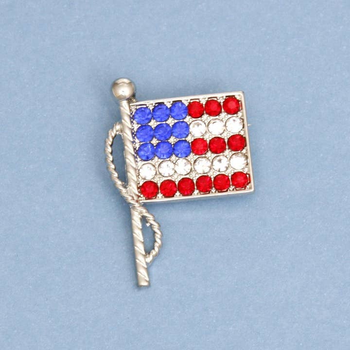 Multi Color Patriotic American Flag Sparkle Brooch for Women for wholesale on Faire1