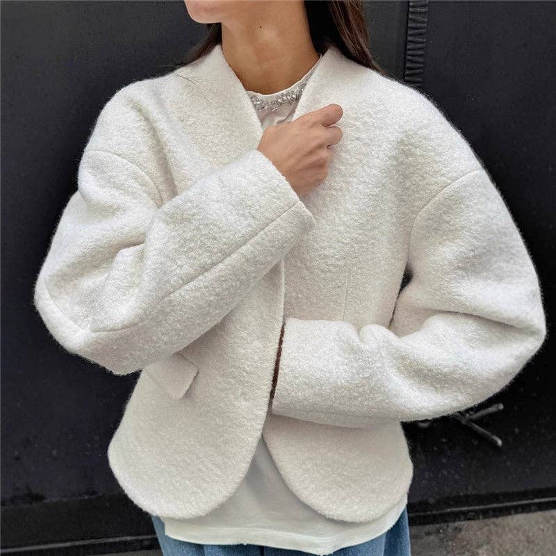 WHITE Thick Solid Wool Coat for wholesale on Faire2