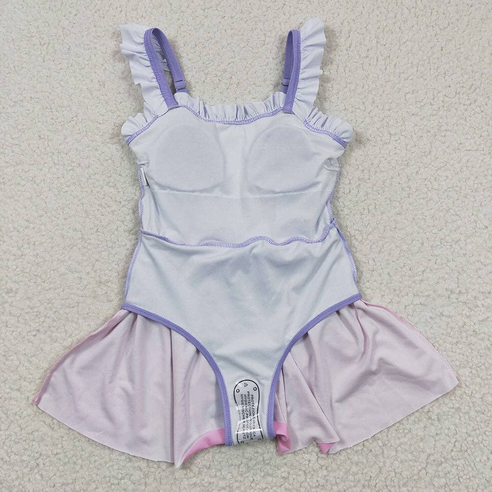 Aier Wholesale - Wholesale One Piece Swimsuit - Kids - Baby Girls Princess Lavender One Pieces Swimsuits3