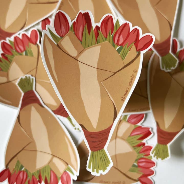 Tulip Bouquet - Die Cut Sticker for wholesale by Élana Camille Creates Paper & Design