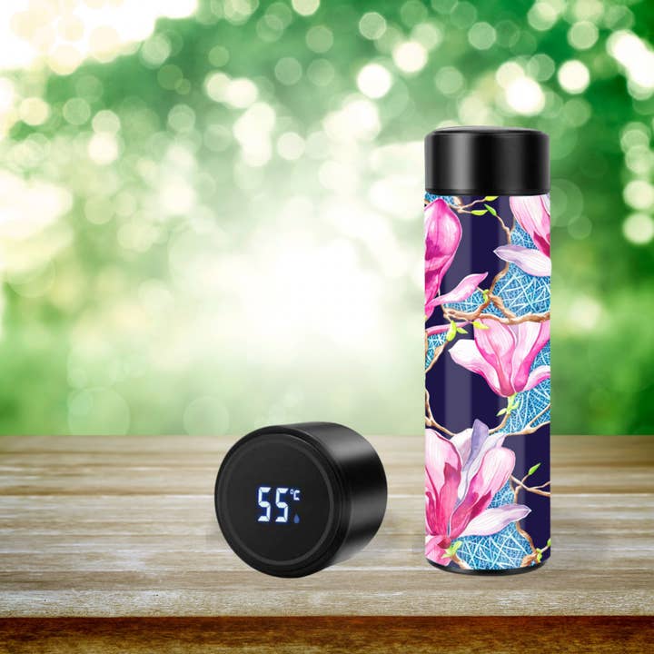 LED Display Smart Drink Bottle - Dreamy Petal Navy and Blue for wholesale by ArtSHINE