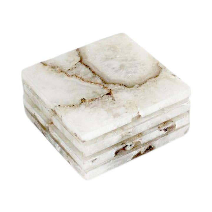 BIDKhome - Wholesale Coasters - Set of 4 White Agate Coasters1