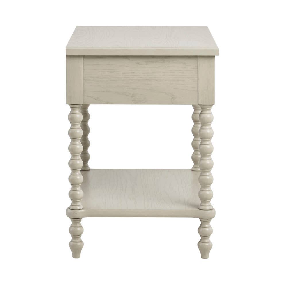Olliix - Vente Meuble de chambre - Table de nuit Farmhouse en bois avec pieds tournés, crème6