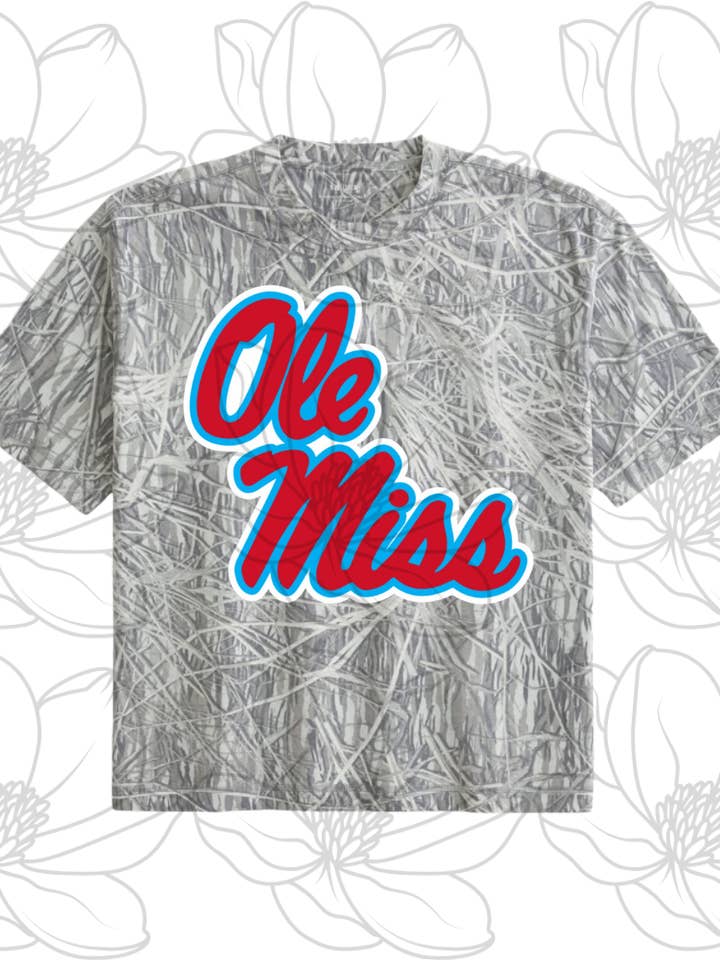 Camo 2 OLE MISS Short Sleeve Tshirt for wholesale by Modern Magnolia