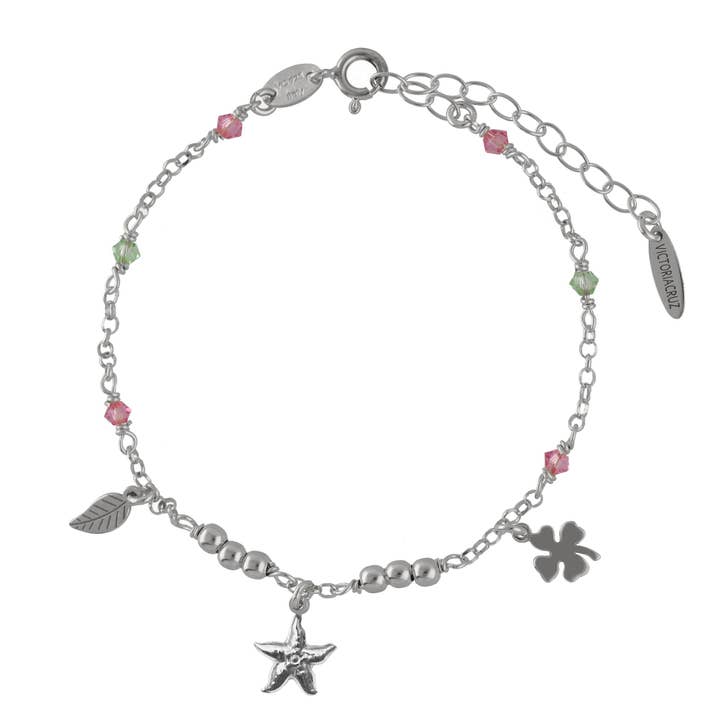 Bliss bracelet with multicolor crystal star in rhodium-plated silver for wholesale by Victoria Cruz
