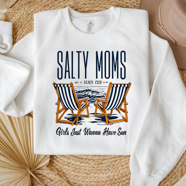 Salty Moms Beach Club Graphic Sweatshirt for wholesale by M.B. Paper Design