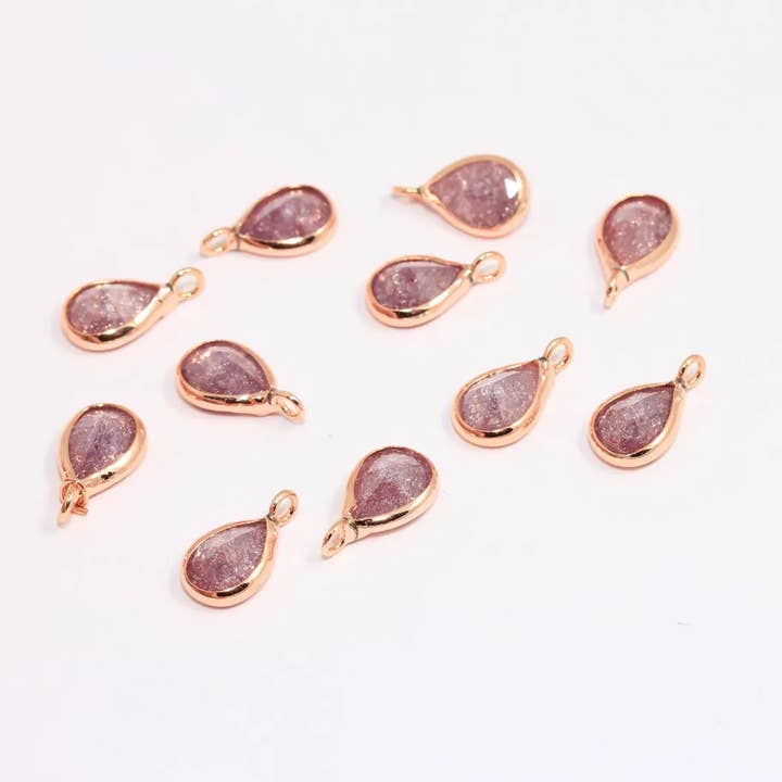 11mm Rose Gold CZ Purple Crystal Bracelet Charm, ZRCN743 for wholesale by QueenJewelryM