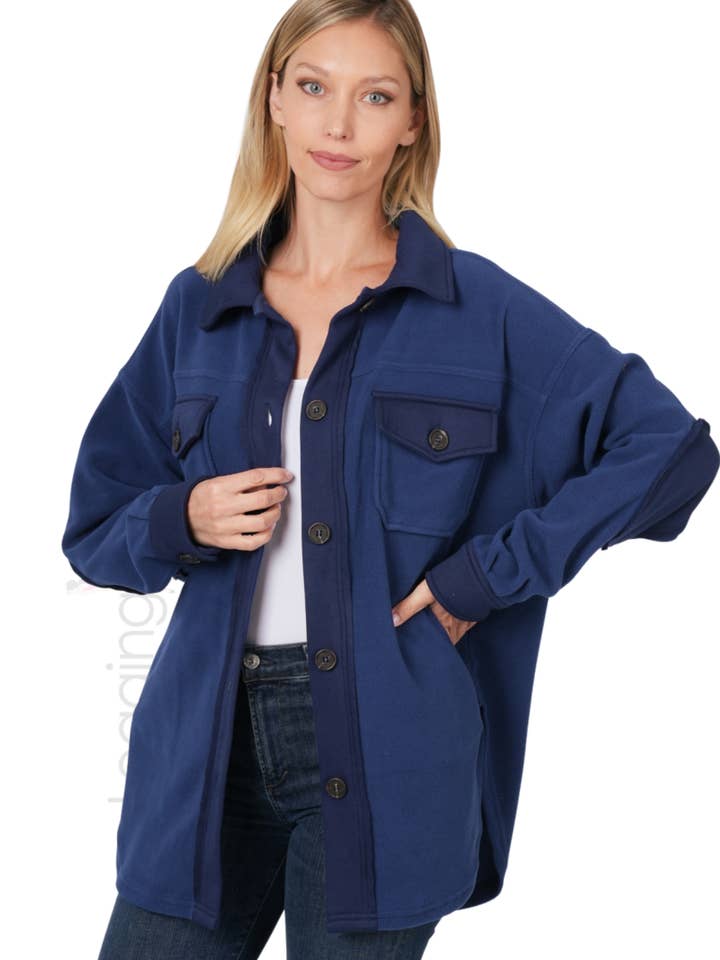 Veste polaire surdimensionnée - Bleu marine - Mode pour femmes pour la vente par LeggingGirl.com