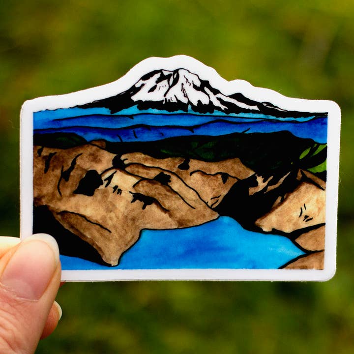 Mount Rainier From Mt Saint Helens Vinyl Sticker for wholesale by MeerCatArt