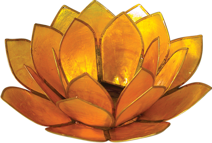 World Buyers - Wholesale Candle Holder - Yellow Lotus Capiz Shell Tea Light Holder - 50310B0