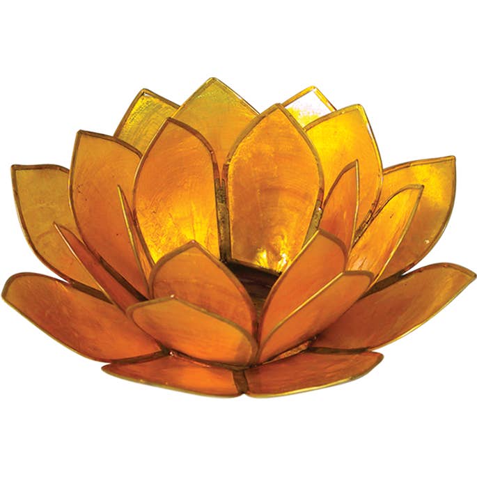 World Buyers - Wholesale Candle Holder - Yellow Lotus Capiz Shell Tea Light Holder - 50310B