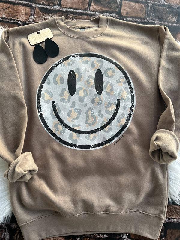 Hey Smiley Mocha Sweatshirt for wholesale by Southern Swank