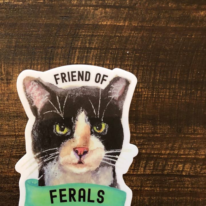 Feral Katzenaufkleber Friend of Ferals Ohrstöpsel Katzenaufkleber für den Großhandel von Liffey Pop Designs