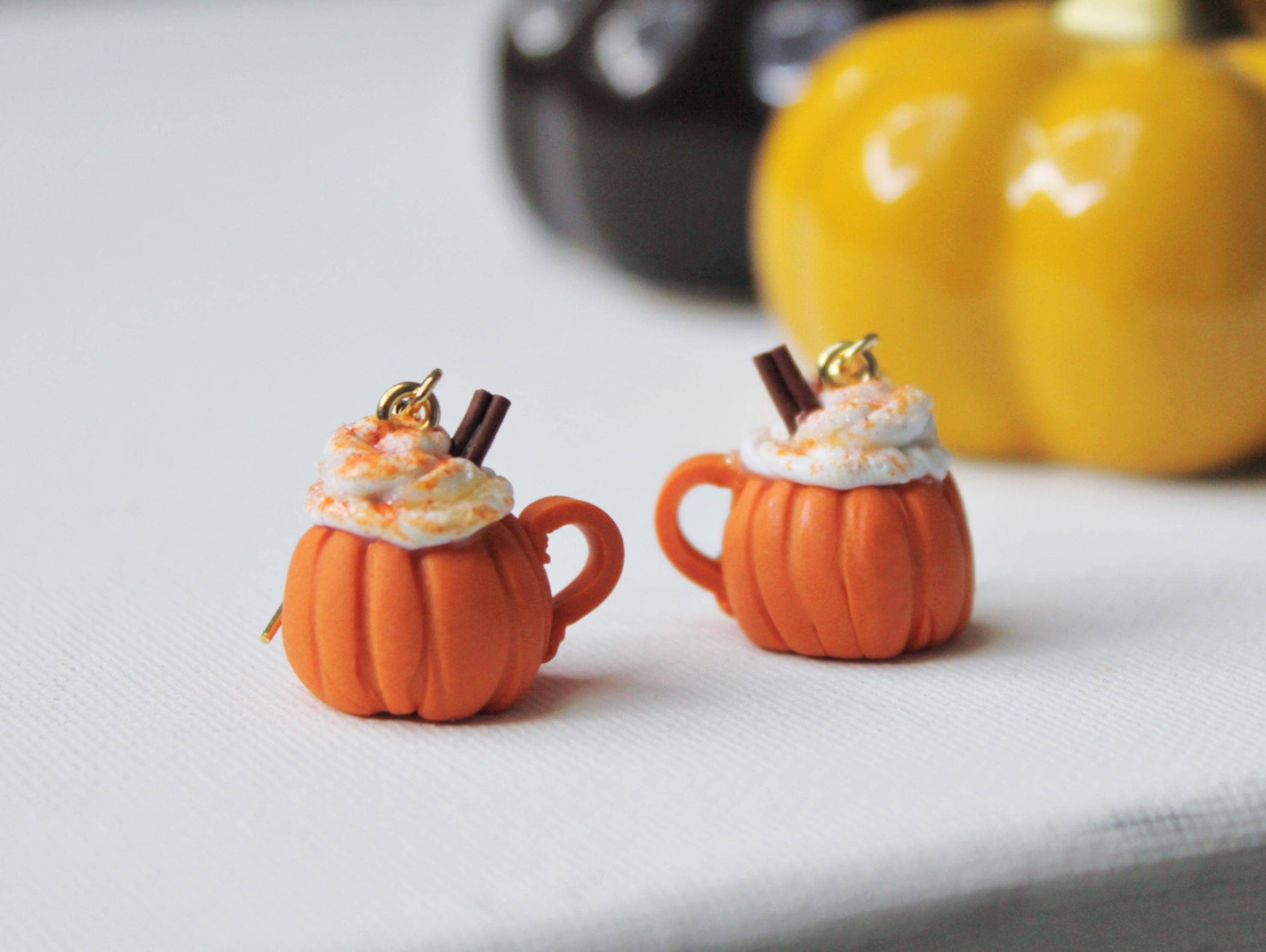 Studio Niani - Wholesale Stud/Post Earrings - Pumpkin Spice Latte Earrings, Handmade, Orange, Halloween1