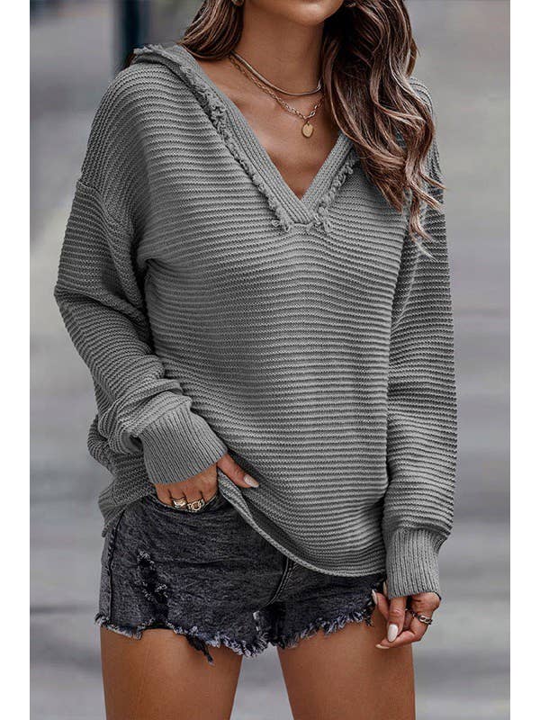 Miss Sparkling - Wholesale Knit Sweater - Women's - Long sleeve sweater with hood