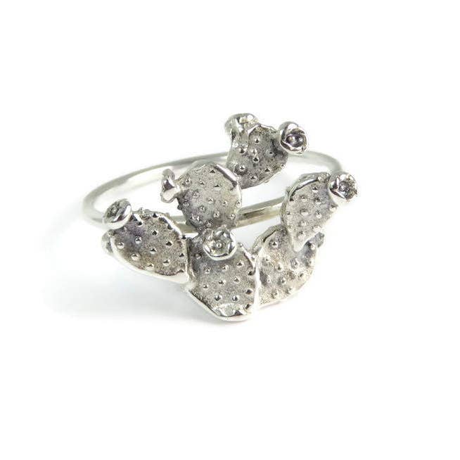 A Wild Violet – Anel de cocktail/declaração por atacado – Anel de cacto de pera espinhosa