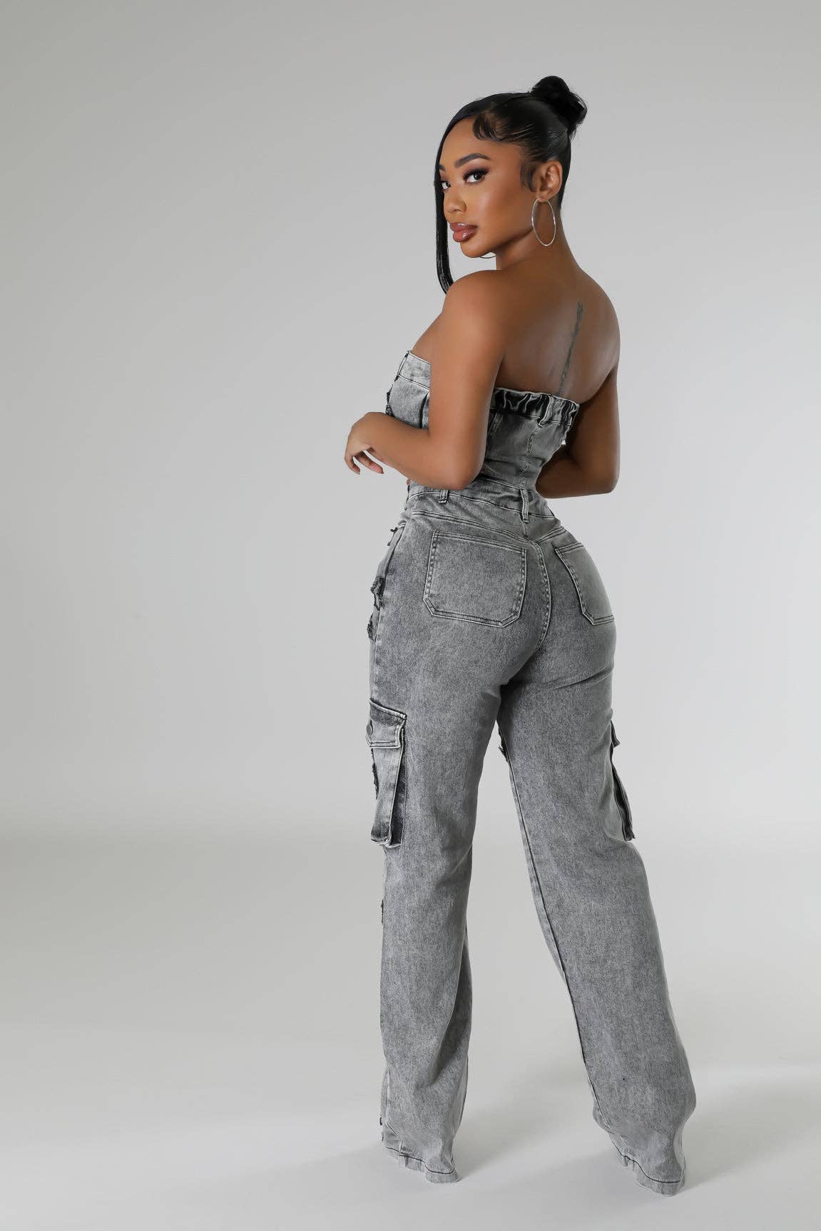 5besties inc - Wholesale Jumpsuit - Women's - CROSS PATCH DETAIL DENIM JUMPSUITS8