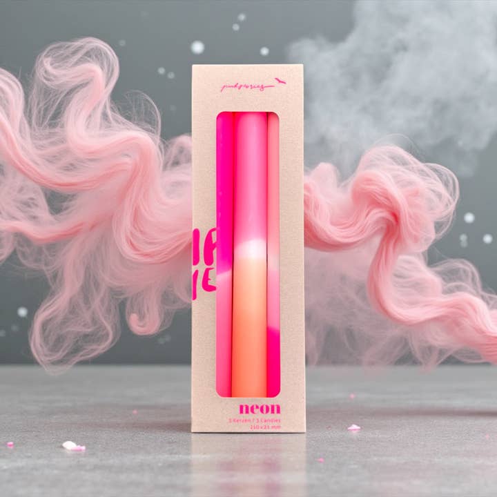 Dip Dye neon dinerkaarsen set * Flamingo Dreams voor wholesale door Pink Stories