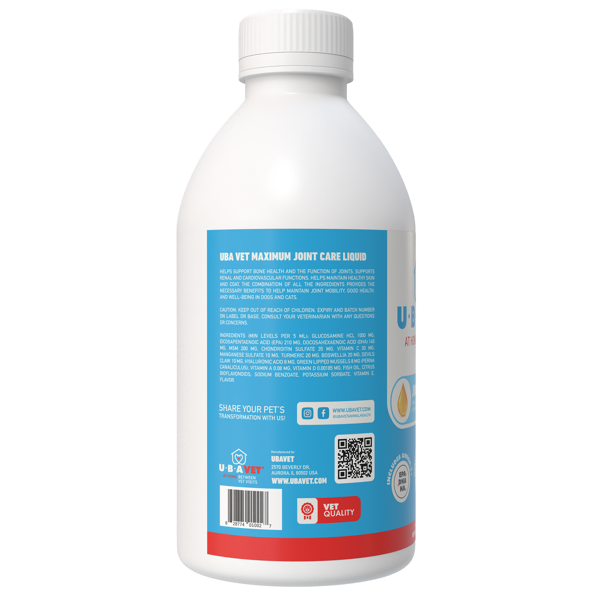 Jojo Modern Pets – Suplemento para animais de estimação – Cão por atacado – UBAVET Joint Power MEG Suporte Articular Líquido para Cães e Gatos4