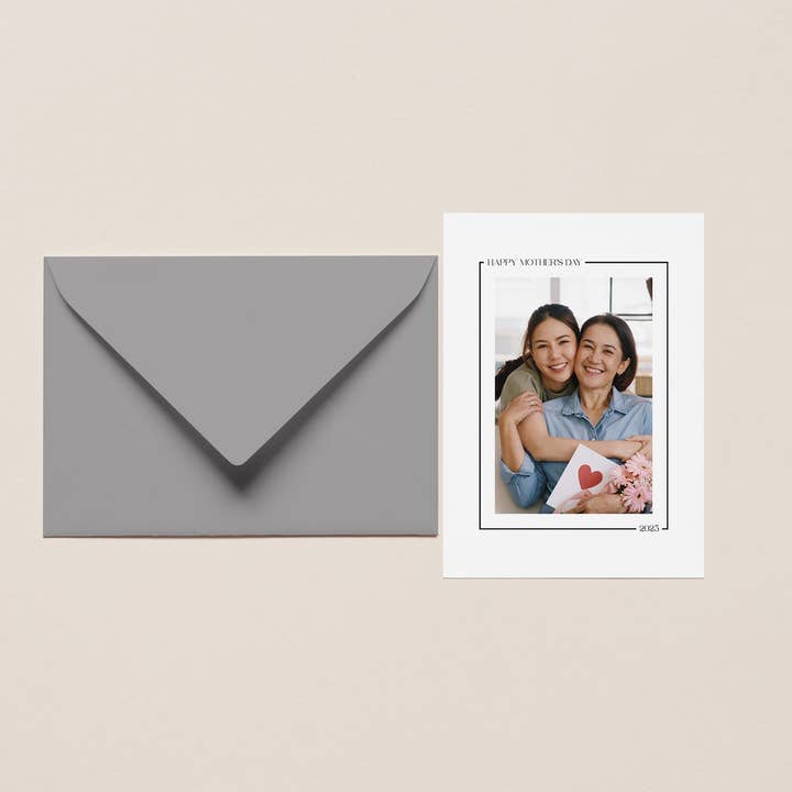 Minimal Black & White Mother's Day 5x7 Photo Mat with Envelope for wholesale by Mat & Ink