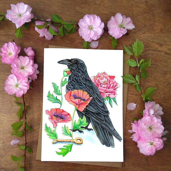 1407.Key til Lykke Card for engroshandel hos Dancing Raven Designs