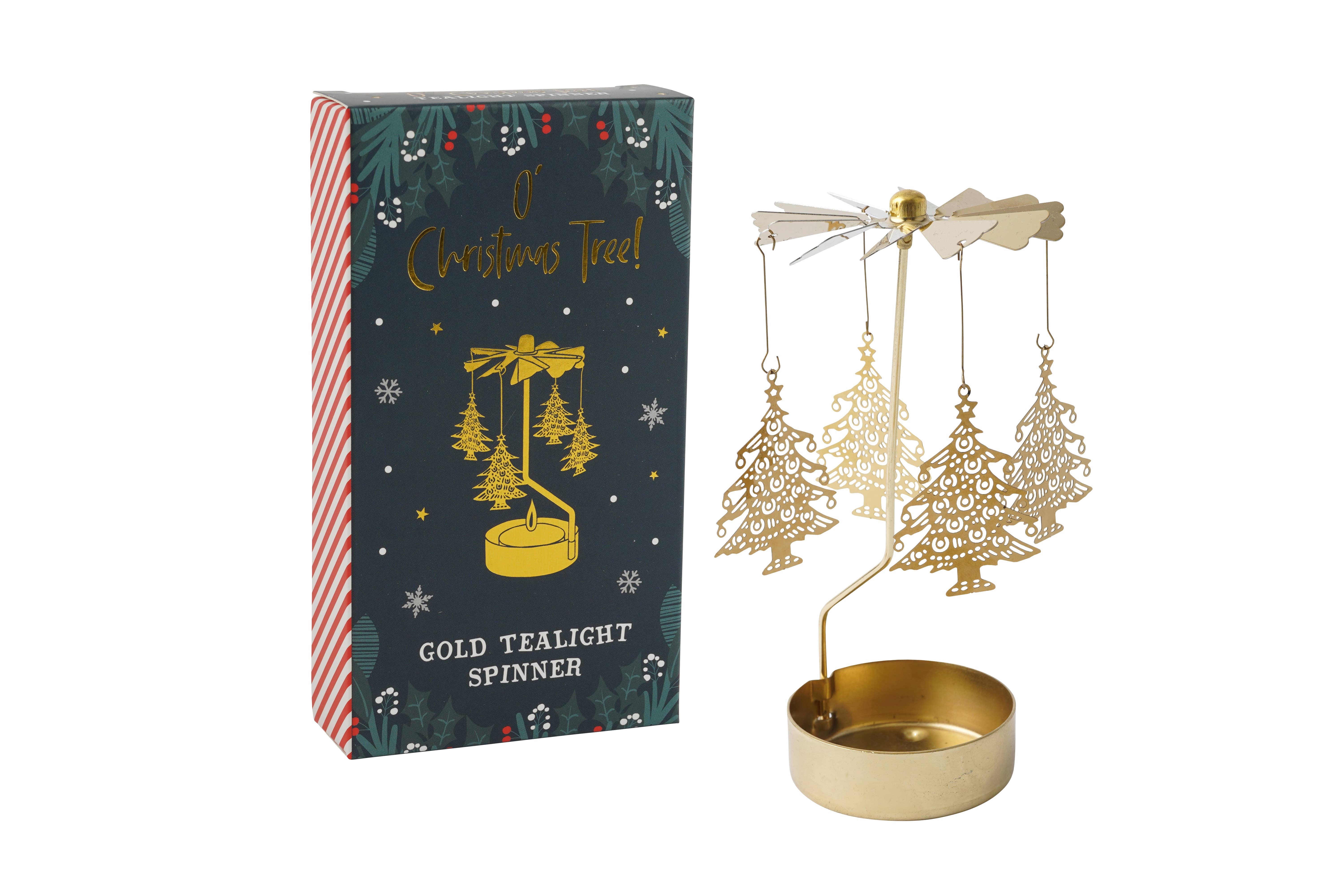 CGB Giftware - Vente Bougeoirs - Tourne-veilleuse Sapin de Noël Or3