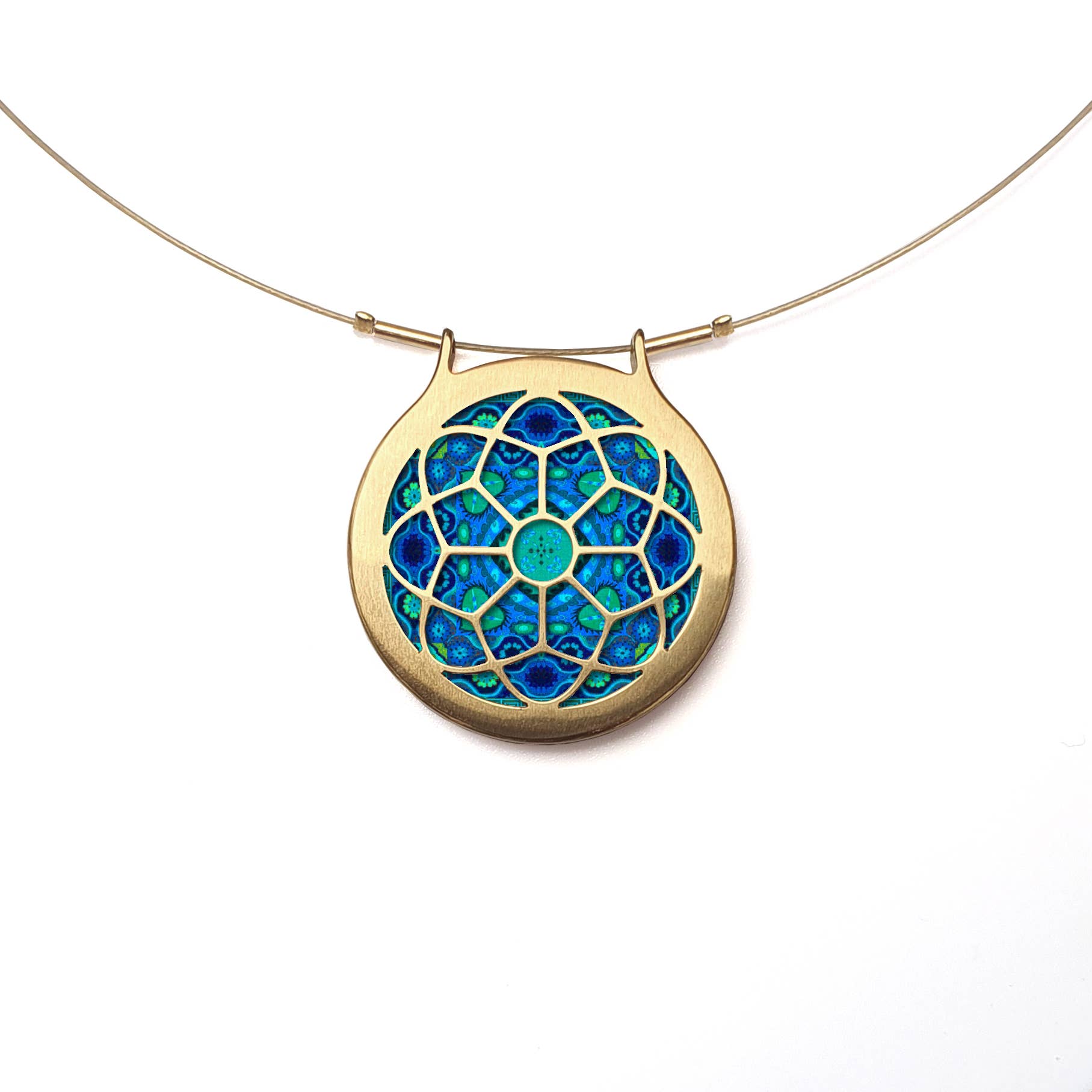 Noa Jewellery – wholesale Pendant/charm necklace – Rose Window Ceramic Necklace, Gold Plated Stainless Steel6