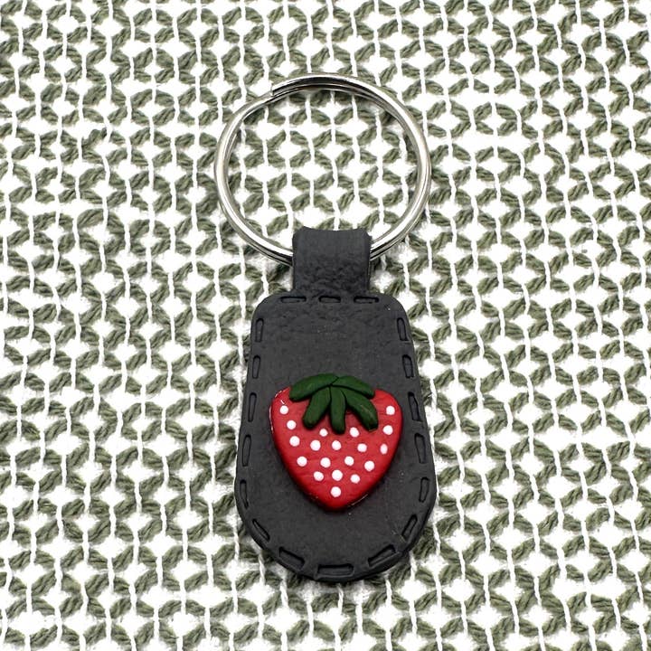 Polymer Clay Strawberry Keychain for wholesale by Making with Molli