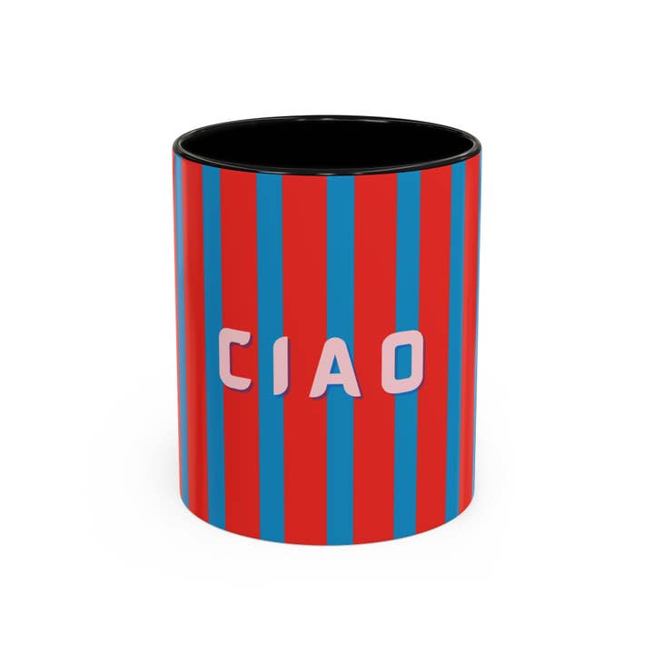 MARA Style - Wholesale Coffee Mug - Ciao Accent Coffee Mug | Colorful Striped Ceramic Cup