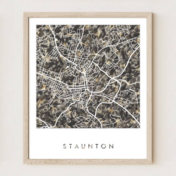 Staunton Virginia Painted Map ART PRINT for wholesale by Turn-of-the-Centuries