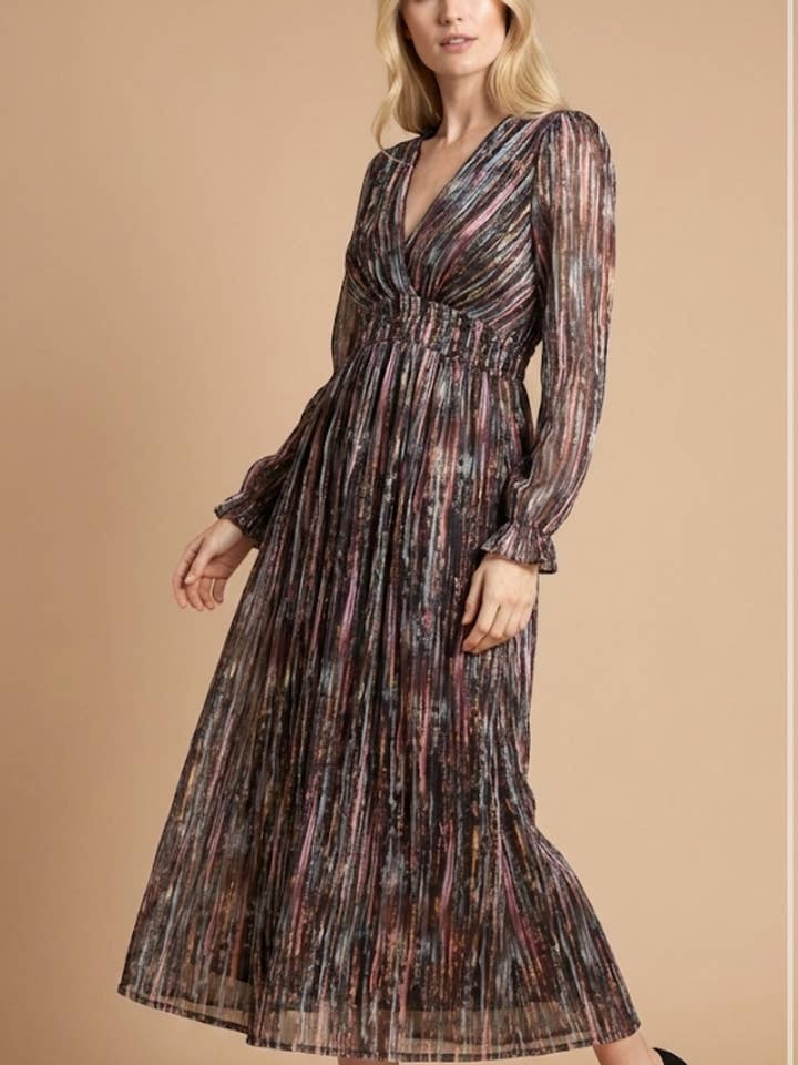 15108 black long dresses with print for wholesale by Lilie Rose