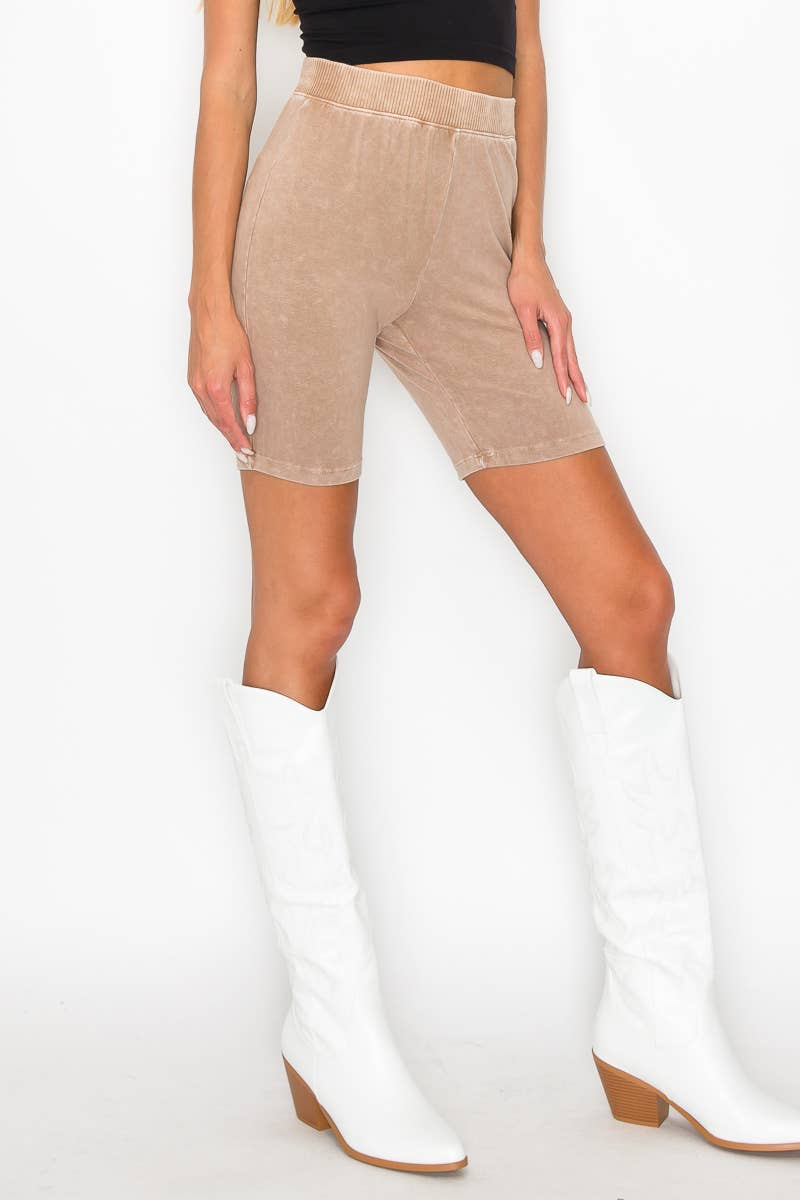 J.Her - Wholesale Shorts - Women's - Mineral Washed Biker shorts HP50381