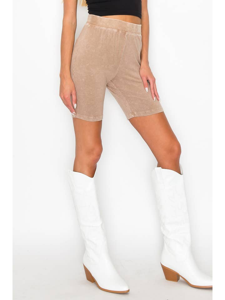 J.Her - Wholesale Shorts - Women's - Mineral Washed Biker shorts HP50381