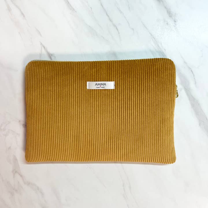 AMMA - Wholesale Laptop/Tablet Case - Women's - Corduroy laptop case - Mustard