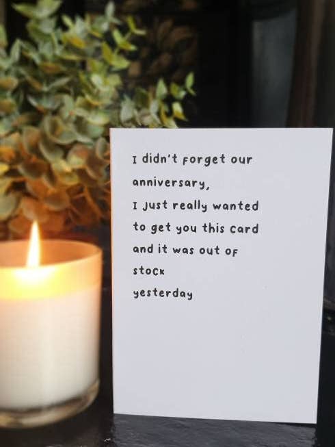 Non ho dimenticato il tuo biglietto d'anniversario per la vendita all'ingrosso da parte di Cups Full of Zeros