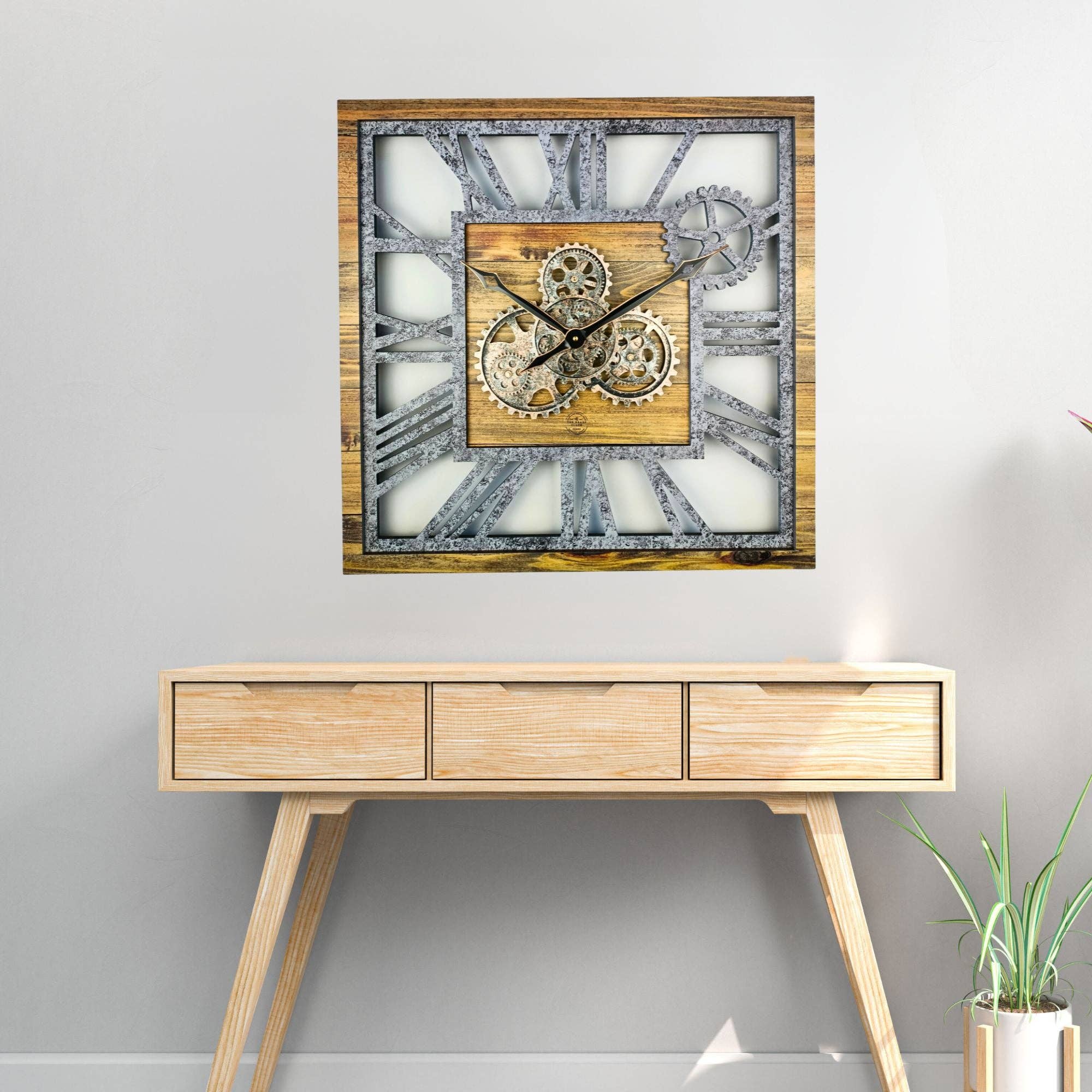 The Gears Clock - Wholesale Wall Clock - AMERICA LINE WALL CLOCK SQUARE 24 INCH WOOD AND STONE10