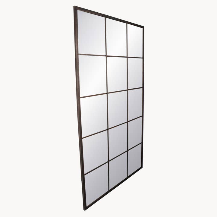 One World - Wholesale Wall Mirror - Wilton Antiqued Iron Window Mirror
