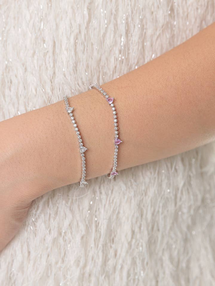 LUXE PINK HEART TENNIS BRACELET for wholesale by limlim
