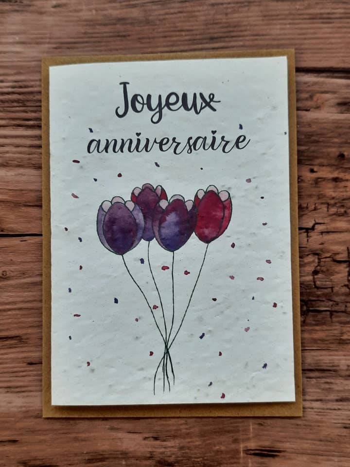 Biglietto da piantare - Buon compleanno (tulipani) per la vendita all'ingrosso da parte di Des Mots Qui Fleurissent