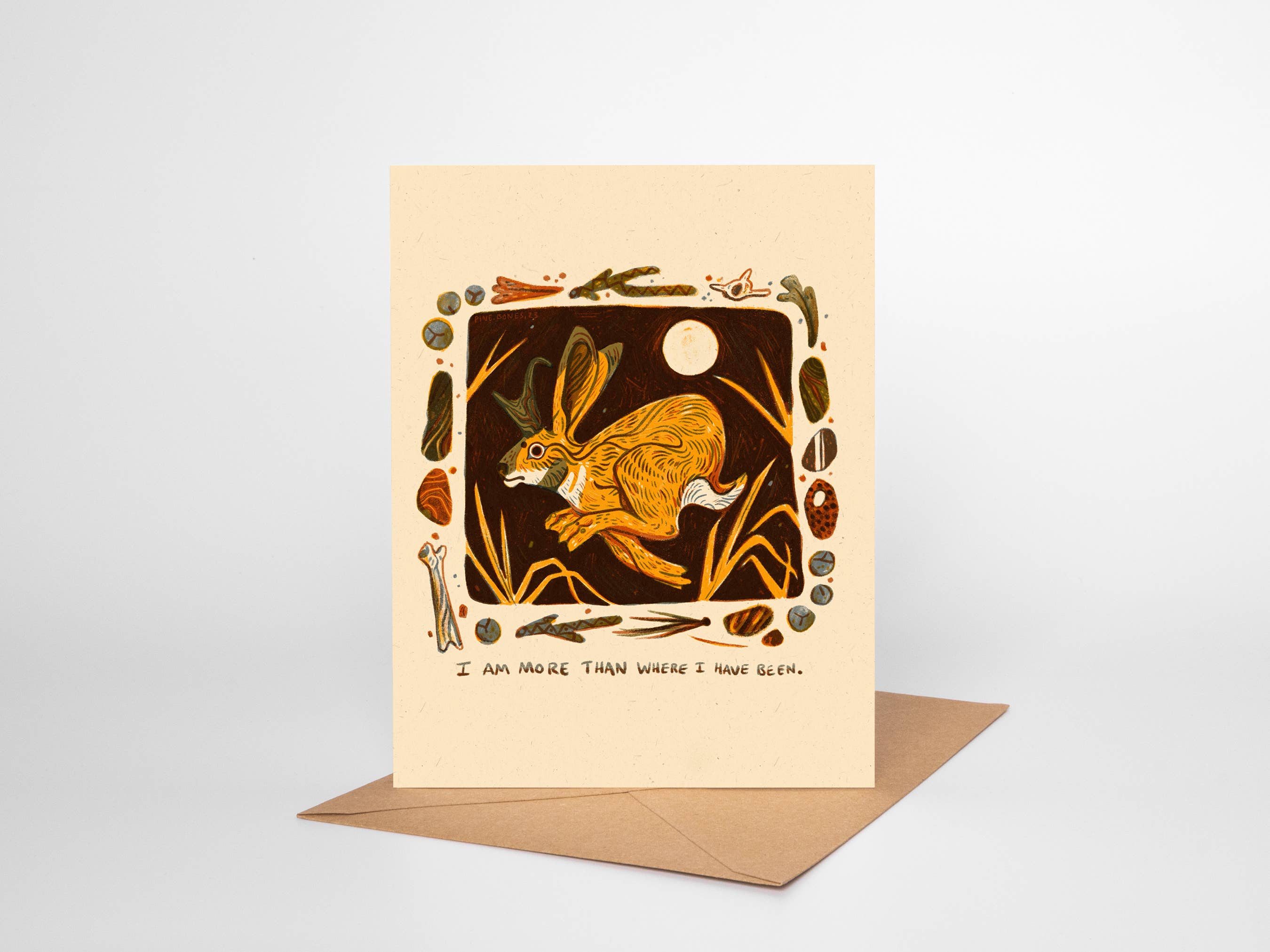 Pine Bones - Wholesale Everyday Greeting Card - Jackalope – Blank Greeting Card Nature Illustration 1