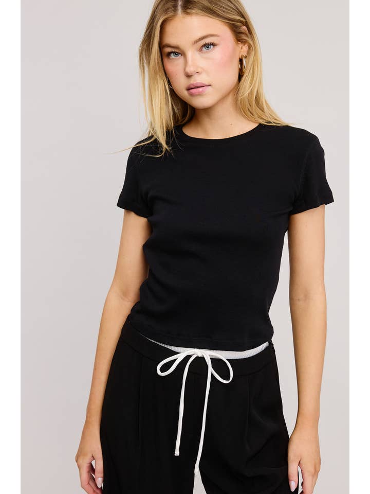 Mimosa - Wholesale T-Shirt - Women's - Basic Short Sleeve Baby Tee Knit Top34
