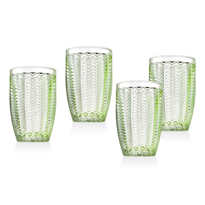 Set of Four Twill Green Highballs 15oz for wholesale by Godinger