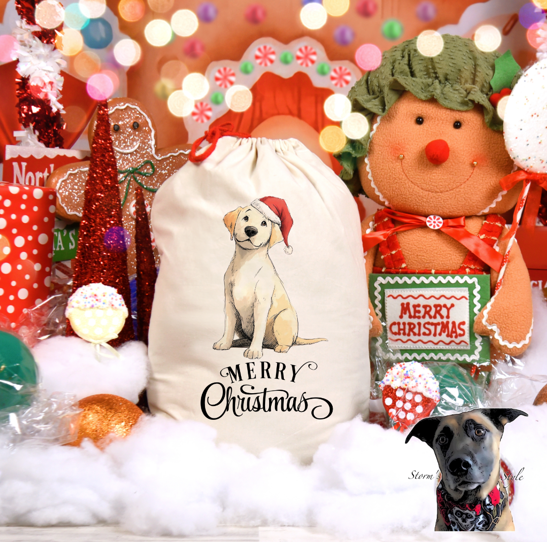 Storms Style – wholesale Holiday Stocking – Christmas Doodle Dogs Stockings and Santa Sacks 11