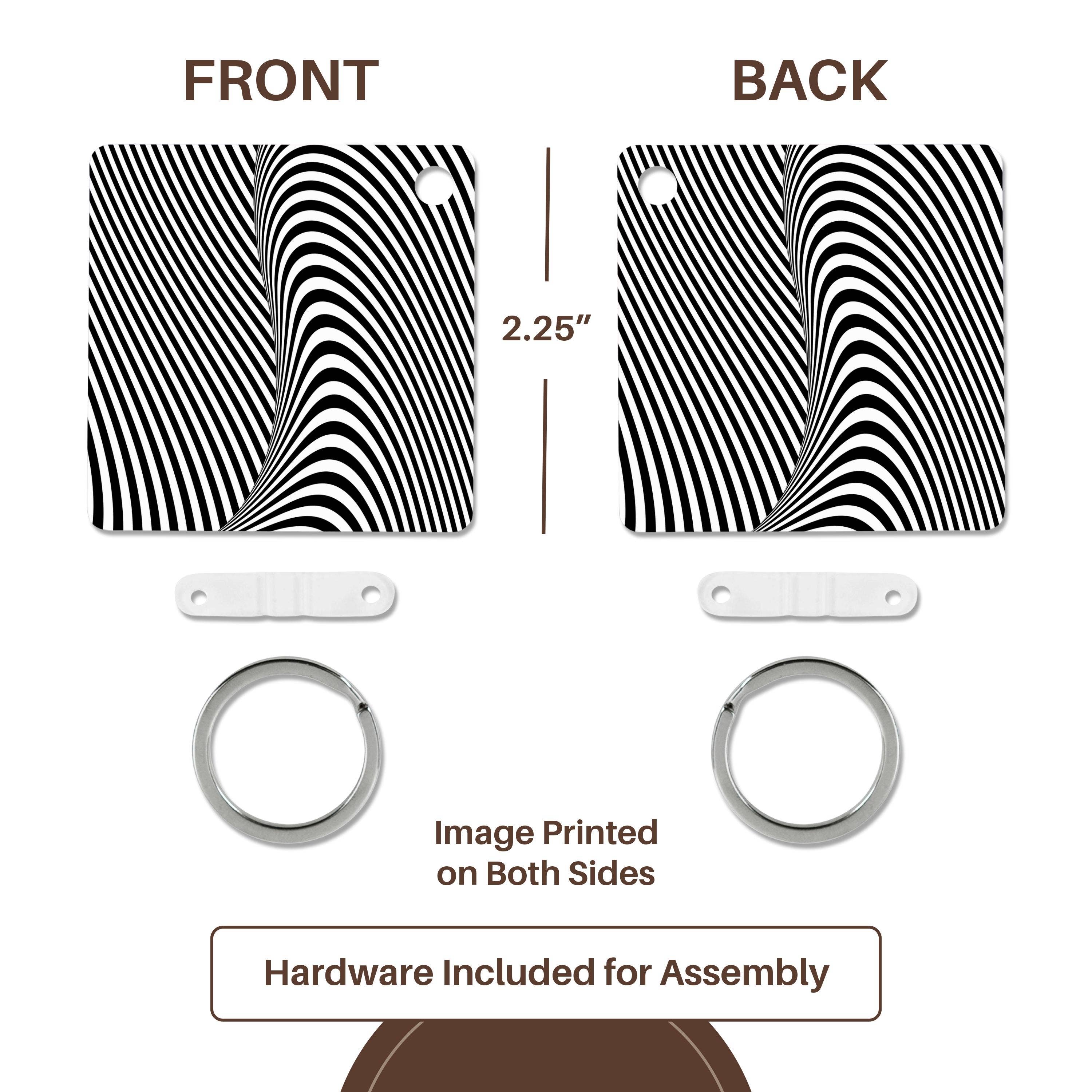 3dRose - Wholesale Keychain - Unisex - 3dRose, Black and White Graphic Optical Wave Illusion, Key Chain4